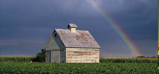 illinois farm with a rainbow