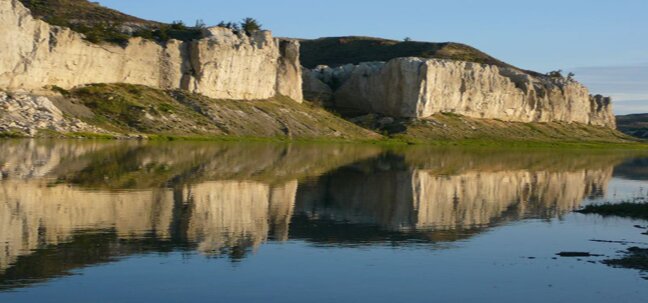 missouri sheer cliffs on the water reflection
