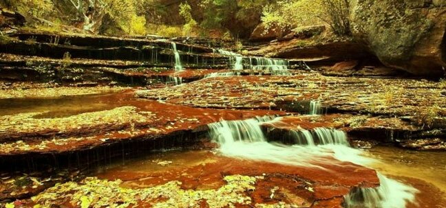 utah smal green waterfalls